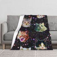 Cats In Outer Space Blanket Funny Galaxy Print For Bed Custom Throw Blanket Knee Cute Blankets