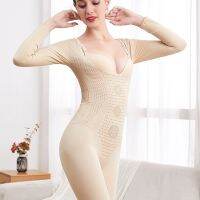 Womens Thin section long-sleeved Shapewear Postpartum buttocks corset Solid color Rompers