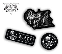 Sticker " BLACK CAMPER " สติ๊กเกอร์ร้าน พื้นดำ ตัวหนังสือขาว