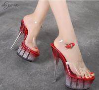 Genuine Wedding Shoes New Women 2019 High Night Club Sandals Crystal Bottom Waterproof Wedding Shoes Steel Tube Dancing Shoes