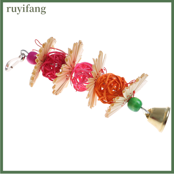 ruyifang-นกแก้วที่มีสีสันเคี้ยวเส้นกัดฟันลูกระฆังที่น่าสนใจนก-parakeet-ของเล่น
