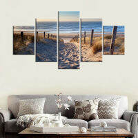 Canvas Paintings Wall Art HD Prints 5 Pieces Beach Landscace Pictures Sand Dunes In North Sea Posters Unframed