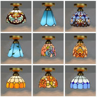 Colorful Stianed Glass Ceiling Light Vintage R Mediterranean Ceiling Lamps Aisle Corridor LED e27 Balcony Lamp Lighting