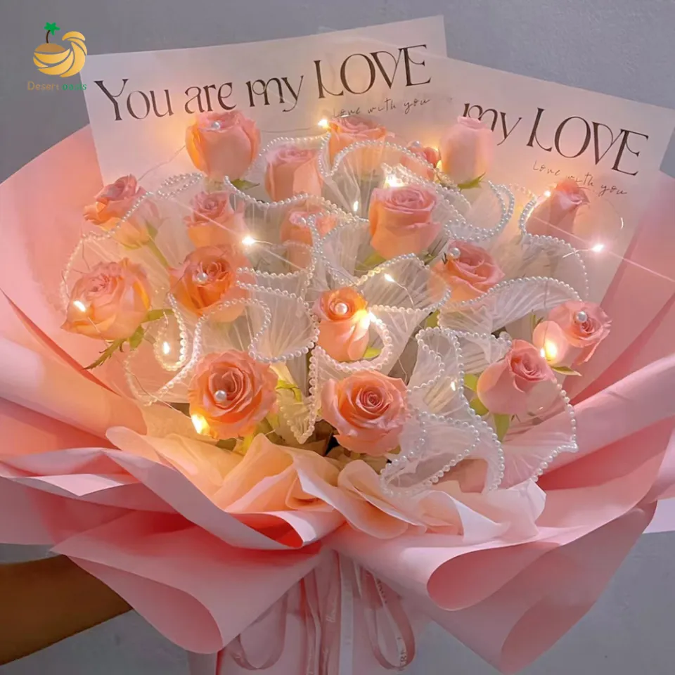 Pearl Wave Gauze Flower Wrapping Paper Rose Bouquet Flower Wrapping Mesh  Floral Art Luminous Wave Gauze Cake Surround