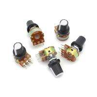 5 Sets WH148 1K 2K 5K 10K 20K 50K 100K 250K 500K 1M 15mm 6 Pin Rotary Potentiometer Knob Switch Kit with plastic Switches cap