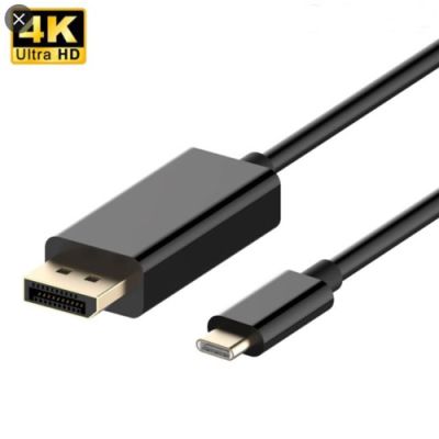 สายอแดปเตอร์ USB C ไป DisplayPort Type C DP 4K 60Hz ขนาด 6 ฟุต (1.8 ม.)ตัวผู้ สีดำ