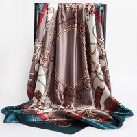 ❉○ Silk Scarves Women Foulard 90x90CM Square Head Hijab Scarf Ladies Chiffon Shawl Wrap Muffler Pareo Bandanna Female Headscarf