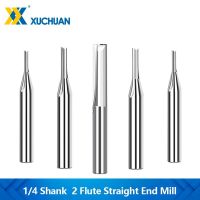 ดอกเอ็นมิลตรง 1/4 นิ้ว Shank Carbide Endmill Two Flute CNC Router Bit Milling Cutter สําหรับงานไม้