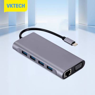 [Vktech] 4K HDMI-USB ที่เข้ากันได้ C 11 In 1แท่นวางมือถือ Tf/ การ์ดรีดเดอร์ SD ขับเคลื่อนส่วนขยายตัวแยกพอร์ตวีจีเอ5Gbps สำหรับสำหรับโน้ตบุ๊คแล็ปท็อป Mac