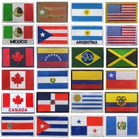 ♝ America Country Flags Mexico Puerto Rico Argentina United States Canada Brazil El Salvador Embroidered Patches Badges Wholesale