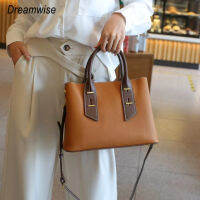 Dreamwise กระเป๋าถือสำหรับผู้หญิง Cowhide Totes ขนาดใหญ่ C Rossbody กระเป๋าหนังวัวแท้คมชัดสีคู่สายรัดไหล่สำหรับหญิง