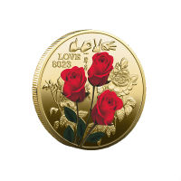 Love Rose Relief สีโลหะเหรียญที่ระลึกเหรียญเหรียญเงินหัตถกรรมเหรียญ24K Gold Plated Gift Collection Coin