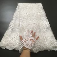 White African Lace Fabric 2023 Embroidered Nigerian Lace Fabric High Quality Cord lace French Tulle Lace Fabric Wedding L-W006A Fabric  Material