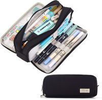 Kawaii Pencil Case Large Space 3 Compartment Pen Pouch Double Side Opened Student Stationery Desk Organizer School Supplies