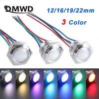 1Pc 3V6V12V24V110V220V 12/16/19/22mm Waterproof Metal Spherical Round indicator Signal lamp LIGHT with wire 3 LED color Custom