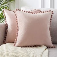 {fabric sofa}เบาะกำมะหยี่นุ่ม CoverPillows โยนปลอกหมอนสีทึบหรูหราห้องนั่งเล่นโซฟาที่นั่งปุยหมอน