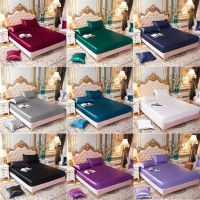 Summer Ice Silk Bed Sheet Silk Satin Ding Cloth Solid Color Protective Cover Simulated Silk Fitted Sheet