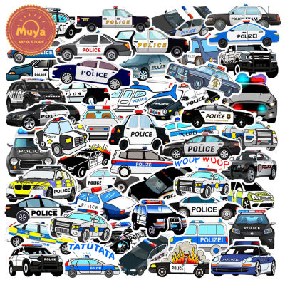 MUYA 50pcs Police Car Stickers Waterproof Vehicle Vinyl Stickers for Laptop