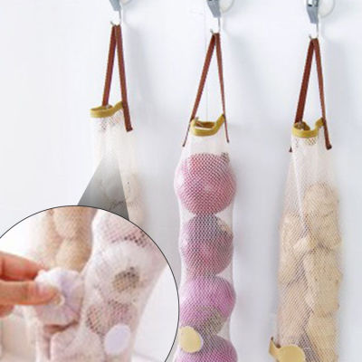 กระเป๋าตาข่ายใส่ผลไม้และผัก,กระเป๋าแขวนมัลติฟังก์ชันมือจับแบบพกพาสำหรับใช้ในครัว