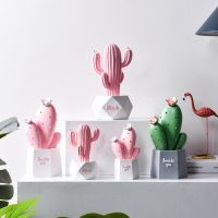 Nordic Creative Home Decor Artificial Cactus Resin Statue Succulents Plant Potted Figurines Living Room Desktop Decoration