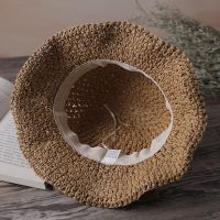 Uniqlo 2023 New Woven Hat Womens Summer Handmade Straw All-match Foldable Big Brim Sunscreen Casual Dome Sun Hat Straw Hat UV Protection