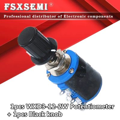 1pcs WXD3-12 1pcs knob 100 220 470 1K 2K2 3K3 4K7 10K 22K 33K 47K Ohm 2.2K 3.3K 4.7K WXD3-12 2W Wirewound Potentiometer