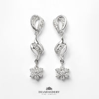 ต่างหูเพชร Diamond Flower Drop Earrings