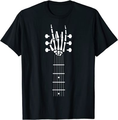Skeleton Hand Guitar Costume Cool Easy Halloween Gift T-Shirt Tops T Shirt Fitted Group Cotton Male Tshirts Normal
