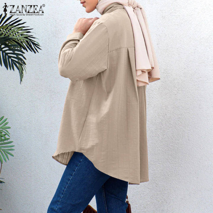 สินค้ามาใหม่-จัดส่งฟรี-fancystyle-zanzea-เสื้อเปิดคอเสื้อแขนยาว-เสื้อหนามุสลิมผู้หญิง