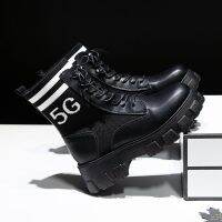 Womens Platform Motorcycle Boots Women Gothic Chunky Punk Woman Black Cool Metal Buckle Ankle Female Lace Up Plus Size 35-43