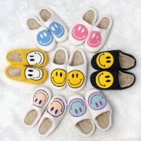 2023 Best Selling Smile Happy Face Slippers Ladies Warm Furry Home House Cute Bedroom Pantoufle Women Men Slippers