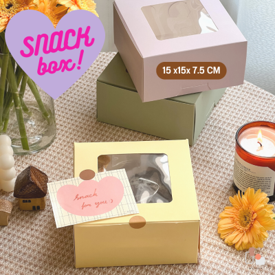 Snack box  กล่องครึ่งปอนด์ 15*15*7.5 ซม. (1 แพ็ค 20ใบ) สีพาสเทลกล่องเค้กปอนด์ กล่องเค้กฝาใส กล่องขนม กล่องคุกกี้ กล่องอาหาร
