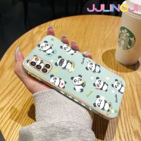 Jjlingji เคสสำหรับ Samsung กาแลคซี M31 A31ไพรม์เคสลายแพนด้าซุกซนกรอบสี่เหลี่ยมจัตุรัสใหม่เคสชุบพื้นผิวซิลิก้าเจลกันกระแทกเคสมือถือรวมเลนส์กล้องถ่ายรูปฝาครอบป้องกัน