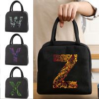 ❀∋▤ Lunch Dinner Bags Canvas Handbag Picnic Travel Breakfast Box School Child Thermal Bag Tote Food Pouch Engrave Image Letter Print