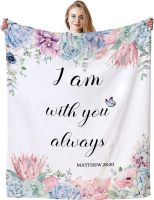 2023 Christian Gifts for Women Soft Flannel Inspirational Religious Blanket Bible Verse Scripture Prayer Throw Blanket Lightweight