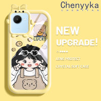 เคส Chenyyka สำหรับ Realme C30 C30s Narzo 50i Prime เคสการ์ตูนสาวโชคดีที่สร้างสรรค์สีสันสดใสน่ารัก Little Monster เลนส์กล้องถ่ายรูปแบบนิ่มซิลิโคนเคสใสกันกระแทกแบบใสง่ายป้องกัน