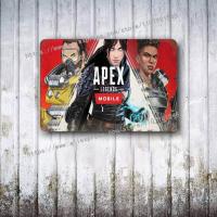 โปสเตอร์วิดีโอรูปลอกเกมส์ตำนาน Apex แผ่นโลหะประดับตกแต่งป้ายโลหะป้ายดีบุกวินเทจสำหรับผับบาร์มนุษย์ถ้ำคลับตกแต่งผนัง