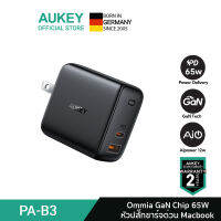 [ลดพิเศษ] AUKEY Omnia Mix 65W Dual PD Wall Charger with GaN Tech for iPhone 11 Pro Max, Google Pixel 3 หัวปลั๊กชาร์จไว รุ่น PA-B3