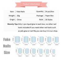 (New Arrival) A set of 24 DIY French printed decorative artificial nails nails false nails COD R