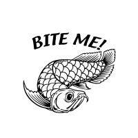 【cw】 18.2cmx15.8cm Bite Me Arowana Fish Car-Styling Stickers Decals Vinyl Motorcycle Decor S4-0047