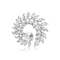 Shining Round Flower Brooches for Women Unisex Crystal Big Flower Party Office Brooch Pin Gifts