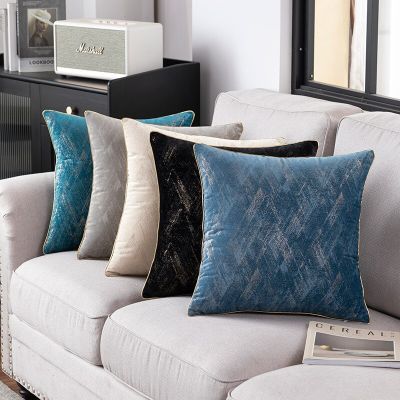Luxury Golden Jacquard Double-sided Design Cushion Cover 45x45cm Decorative High-end Pillow Cover for Sofa Livingroom Decor Pillowcase Grey Blue Car Study Restaurant Throw Pillow Cover