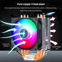 【LZ】✵  RGB Torre Radiador com Rolamentos Hidráulicos Acessórios para Computador 4 Heat Pipe 9cm CPU Cooling Fan Colorido Efeito de Luz Fit para Intel AMD