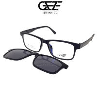 ?กรอบแว่นตา GEZE 1ClipOn รุ่น HW905-C1 เต็มกรอบสีดำเงา ฟรีคลิปออนกันแดดสีดำ Polarized เปลี่ยนเป็นแว่นตากันแดด ป้องกันแสงแดด รังสี UVA