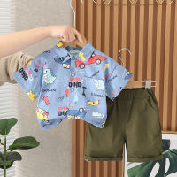 IENENS Summer Boys Clothing Sets 0-4 Years Baby Cotton Outfits 2PCS Short Sleeves Car Print Shirts + Shorts Children Beach Clothes Casual Suits