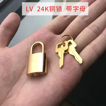 LOUIS VUITTON PadLock Lock Key Brass Gold Authentic Number Random Bag  Accessory