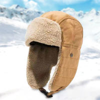 Winter mens and womens fashion canvas Lei Feng hat plush thickening warm ear protection outdoor hiking riding skiing cold hat