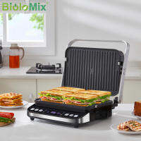 Biolomix 2000W 6-In-1เตาไฟฟ้าสำหรับบาร์บีคิวตะแกรงปิ้งดิจิตัลแซนวิชและปานินี่เพรสแผ่นวาฟเฟิลเสริม