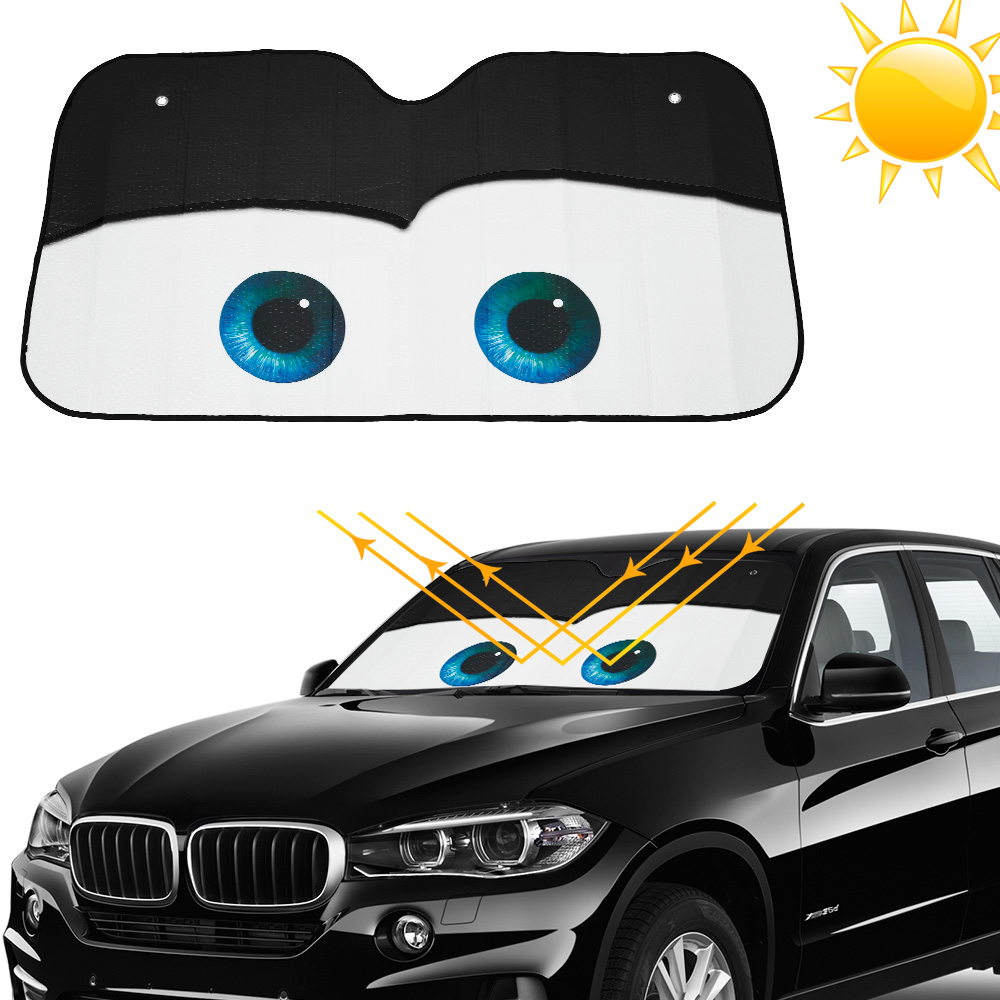 Cover Windscreen 6 Colors Eyes Shape Car Sunshade Heated Windshield Cartoon Windscreen Cover Auto Sun Visor Car-Covers Car Solar Protection,Dark Grey 