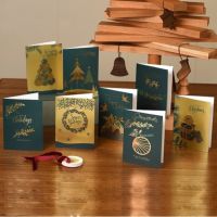 5pcs Business Gold Stamping Christmas Card Handmade Season 39;s Greetings Message Gift Card